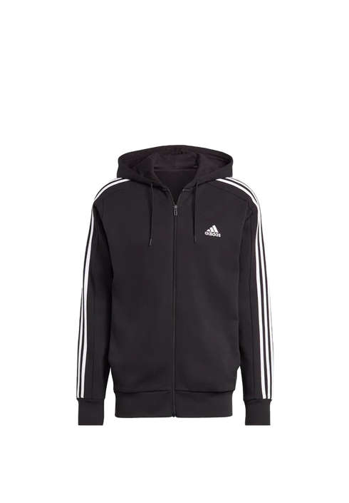 Adidas Mens 3 Stripes Hoodie Black